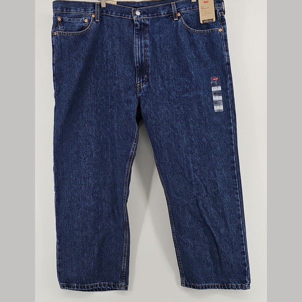 Levi's Mens 505 Regular Fit Jeans 100% Cotton Dark Indigo 48x28 Big & Tall NWT